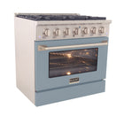 Kucht - 36 po Série KNG Cuisinière Pro Style au gaz naturel - Acier inoxydable/Bleu pâle-Les brûleurs étanches facilitent le nettoyage de la cuisinière
