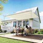 Outsunny - auvent de pergola rétractable UV30+ protégé 8 pi L x 9,4 pi l pour cadre de pergola 7 pi L x 10 pi l, blanc crème-8 trous de drainage pour éviter l'accumulation d'eau