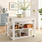 Modway - Meadowbrook 3 pièces Îlot de cuisine et ensemble de tabouret, Érable blanc-Coussinets de pied non marqués