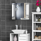 HOMCOM - Armoire à pharmacie avec miroir, portes et étagère - blanc-Grand espace de rangement avec 3 étagères pour votre maquillage, articles de toilette, médicaments, fournitures de premiers secours et plus encore   