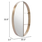 Zuo - Miroir ovale avec tablette Latitude - Bronze antique-6