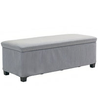 HOMCOM - Banc ottoman de rangement 44 po avec couvercle et pieds - gris clair-Le design élégant en velours côtelé met en valeur votre décoration 