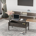 HOMCOM - Table basse moderne relevable 39 po avec compartiment de rangement caché - gris clair-Plateau de bureau réglable pour répondre à vos différents besoins