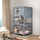 PawHut - Catio extérieur 66 po H sur roulettes avec plateformes et hamac-Convient à trois chats partageant la niche divisée, jusqu'à 12 lb (6 kg) 