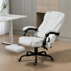Vinsetto - Fauteuil de massage vibrant à 7 points avec repose-pieds et roulettes pivotantes - blanc-Hauteur d’assise réglable de 18,1 po à 22 po (46 cm à 56 cm) pour s’adapter à votre style d’assise