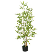HOMCOM - Arbre de bambou artificiel 4 pi pour décoration intérieure de la maison - vert-Un lot. Belle plante de bambou artificiel avec un design à trois troncs 