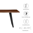Modway - Viggo Bois d’acacia à bord vivant de 60 po Bois d’acacia Table à manger, Noyer noir-Bois d’acacia massif