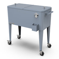 Permasteel - Glacière de patio rétro 80 pintes sur roulettes avec séparateur - bleue-Sa grande capacité de 80 pintes offre un espace généreux pouvant contenir jusqu’à 110 canettes de 12 oz, plus de la glace.
