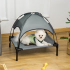 PawHut - Lit pour animaux surélevé rafraîchissant avec auvent pour petits chiens - 25 po L x 18 po l x 24 po H - gris-Doté d’un cadre en acier léger, ce qui le rend très durable 
