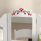 Qaba - Coiffeuse pour enfants avec miroir à trois volets, chaise - blanc-Fabriqué en MDF avec des bords arrondis pour la sécurité des enfants  
