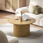 HOMCOM - Table basse ronde 31,5 po pour salon - chêne-Supporte jusqu'à 110 lb pour une utilisation quotidienne fiable