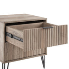 Manhattan Comfort - Table de nuit moderne DUMBO 51 cm à 2 tiroirs - Gris rustique-Pieds évasés en métal doré élégants ajoutant une touche de design mode et de durabilité