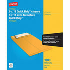 Staples - Enveloppes kraft pour catalogue avec fermeture QuickStrip, 9 x 12 po, 24 lb, brun, boîte de 100-Idéales pour poster des catalogues, des livrets, des brochures et des documents de plusieurs pages