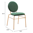 Zuo - Odessa Chaise de salle à manger - Vert/Or - Ensemble de 2-6