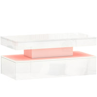 HOMCOM - Table basse LED avec 2 tiroirs - blanc-Bandes LED RGB intégrées avec différentes couleurs et modes, contrôlées précisément par la télécommande incluse
