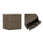 Manhattan Comfort - Clive 22" Table de nuit 2 tiroirs style mi-siècle moderne - Noyer et Noir-Disponible en chêne naturel et or, noir et or, noyer et or, chêne naturel et noir, noir, et noyer et noir