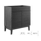 Modway - Render 30" Armoire de toilette de salle de bain (lavabo non inclus) - Charbon de bois-Étagère de rangement réglable