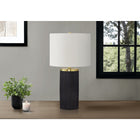 Monarch Specialties - Luminaire - 24 po H Lampe De Table - Béton Noir - Abat-Jour Ivoire / Crème - Moderne-Interrupteur rotatif à 3 voies facile à utiliser qui contient une seule ampoule (non incluse) avec une puissance maximale de 100W/120V permettant de régler l'ambiance d'éclairage pour éclairer ou assombrir instantanément la pièce