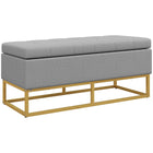 HOMCOM - Banc ottoman de rangement rembourré à dessus rabattable - gris-Décoration intérieure multifonctionnelle, peut être utilisée comme tabouret à chaussures, banc de bout de lit ou banc d'entrée   