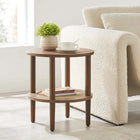 Modway - Torus Manche Table d’appoint - Noyer-Plateau inférieur de rotin