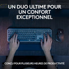 Logitech - MX Keys S Combo - Clavier et Souris Sans Fil Performants avec Repose Poignet-Expérience de Frappe Fluide : Les touches concaves, similaires à celles d'un clavier d'ordinateur portable, épousent la forme de vos doigts et permet une frappe rapide, précise et silencieuse.