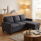 HOMCOM - Canapé sectionnel avec ottoman - gris foncé-La méridienne sert de lounge à gauche/droite, offrant des configurations polyvalentes 