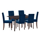 Modway - Prosper 7 pièces Velours rembourré Ensemble à manger - Cappuccino Navy-Table de cuisine moderne/Chaises de salle à manger Parsons