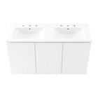 Modway - Bryn Évier double mural de 48" Vanette de salle de bain - Blanc blanc-Portes à fermeture douce