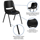 Flash Furniture - Chaise coquille noire, empilable et ergonomique de la série HERCULES avec cadre noir, capacité de 880 lb-Renforts de support double