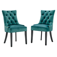 Modway - Regent Touffe Performance Velvet Fauteuils d’accompagnement à manger Ensemble de 2 - Sarcelle-Chaise d’accent Chic Dining