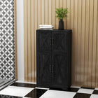 HOMCOM - Armoire de cuisine style ferme 23,6 po L - grain de bois noir-L'étagère à quatre niveaux dans deux armoires maximise l'espace de rangement 