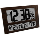 Marathon – Horloge murale géante atomique avec date et température, grain de bois-Horloge murale géante atomique ACL avec 6 fuseaux horaires.