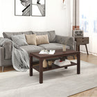 HOMCOM - Table basse 2 niveaux avec étagère de rangement pour salon - noyer-Couleur : Noyer