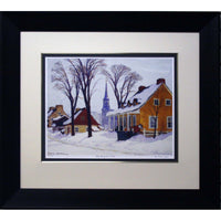 Winter Morning In Baie St Paul par Clarence Gagnon - Impression encadree - 36" x 32"-Impression d'art de haute qualité avec passe-partout et encadrement professionnel