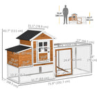 Pawhut - Enclos à poules grand poulailler imperméable pour 24 - orange-La fenêtre de la porte principale permet l'observation 
