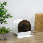 PawHut - boîte à litière pour chat avec couvercle, bac amovible, pelle, filtre - blanc-Bac amovible pour un nettoyage rapide et facile 