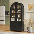 HOMCOM - Armoire de cuisine arche 71 po H - noir-Comprend trois étagères réglables pour s'adapter à des objets de différentes tailles 