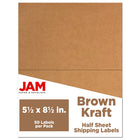JAM Paper Étiquettes expédition, demi-feuilles, 5,5 x 8,5 po, brun kraft, 50/paquet-Étiquettes d’expédition