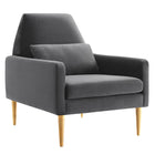 Modway - Liliana Performance Velvet Fauteuil - Charbon de bois-Fauteuil rétro moderne