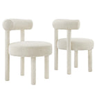 Modway - Toulouse Tissu Boucle Chaise à manger - Ivoire - Ensemble de 2-Ensemble de chaises de salle à manger modernes
