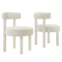Modway - Toulouse Tissu Boucle Chaise à manger - Ivoire - Ensemble de 2-Ensemble de chaises de salle à manger modernes