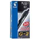 Pilot - Stylos à bille roulante encre gel G-2 - rétractable - rechargeable - 0,7 mm - noir - paquet de 12 (BLG2-7-BK)-Stylo à bille roulante