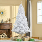 HOMCOM - Décoration de vacances sapin de Noël de 7 pieds avec support - Blanc-Comprend 1230 pointes de feuilles nobles qui offrent amplement d'espace pour la décoration 