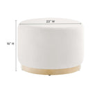 Modway - Tilden Grand velours rond de performance de 23" Rembourré Ottoman - Albâtre naturel-Tissu résistant aux taches