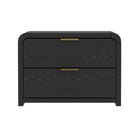 Manhattan Comfort - Table de nuit moderne Grace 28" à 2 tiroirs - Noir et Or - Lot de 2-Les poignées encastrées en métal gardent les façades de tiroirs propres, minimalistes et raffinées