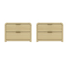 Manhattan Comfort - Ensemble de 2 tables de chevet modernes Grace 28" - chêne naturel et or-Table de nuit moderne pour chambre et salon lot de 2