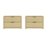 Manhattan Comfort - Ensemble de 2 tables de chevet modernes Grace 28" - chêne naturel et or-Table de nuit moderne pour chambre et salon lot de 2