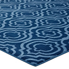 Modway - Frame Treillis marocain de transition Tapis de 5 pi l x 8 pi L - Bleu marocain et bleu clair-Résistant aux taches / Facile à nettoyer