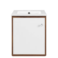 Modway - Transmit 18" Vanité de salle de bain murale - Blanc noyer-Vanité moderne du milieu du siècle