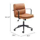Zuo - Birao Chaise de bureau - Brun-7